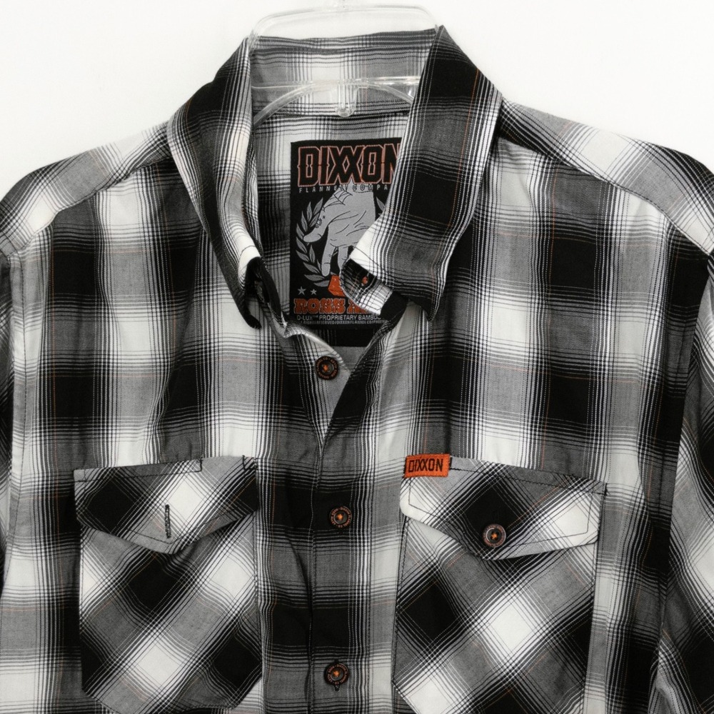 Dixxon Ross Alley‎ Bamboo Blend Plaid Button Up Shirt Men's Medium Black White